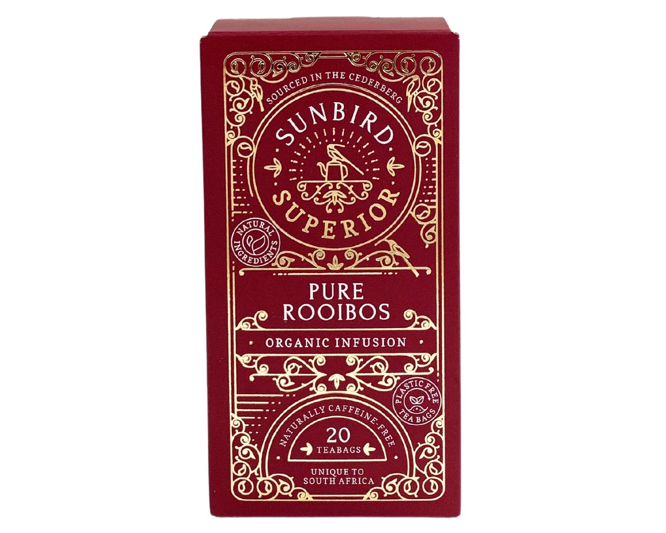 Organic Pure Rooibos 50g • 20 Compostable Teabags • Sunbird Rooibos Superior
