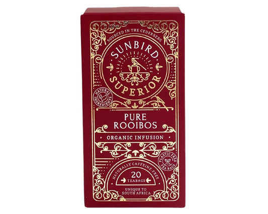 Organic Pure Rooibos 50g • 20 Compostable Teabags • Sunbird Rooibos Superior