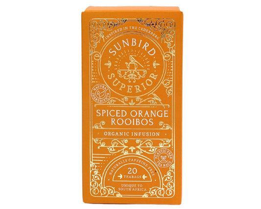 Organic Spiced Orange Rooibos 50g • 20 Compostable Teabags • Sunbird Rooibos Superior