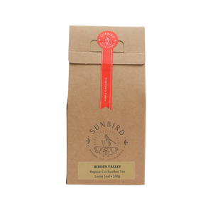 Single origin loose leaf rooibos from the cederberg region, packaged in carboard box and recyclable pouch