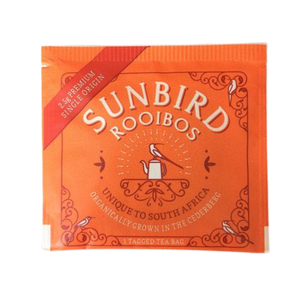 SUNBIRD ROOIBOS SINGLE SACHETS • 40 Individually Wrapped and Tagged Teabags • 100g