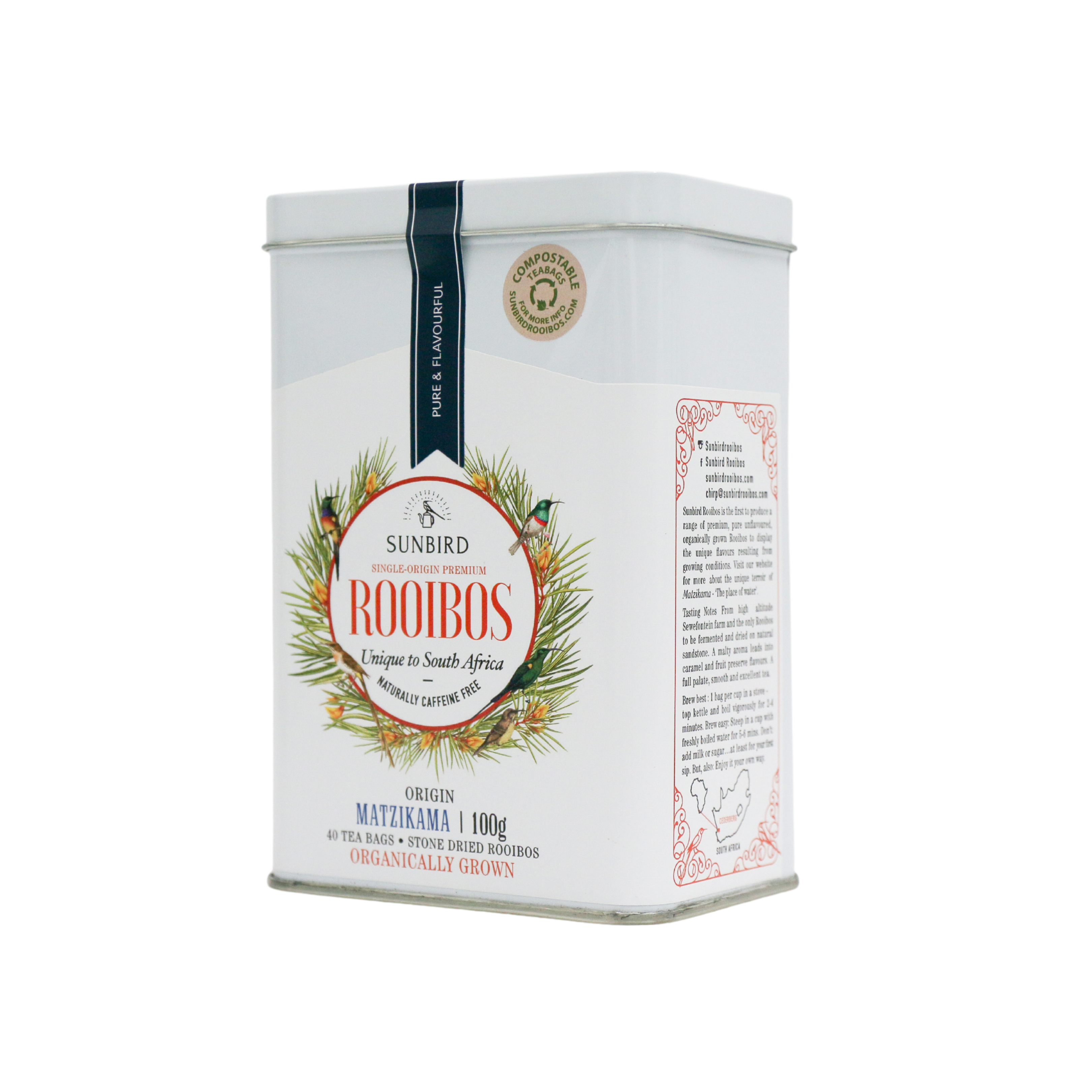 MATZIKAMA • Regular-Cut Rooibos in 40 Compostable Tea Bags • 100g
